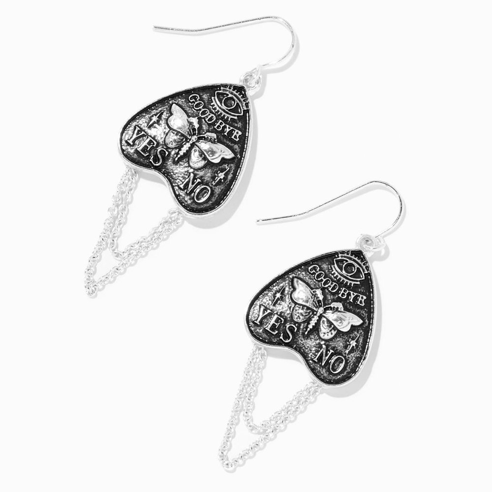 🔮 Silver Ouija Planchette Drop Earrings